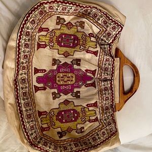 Moyna silk embroidered large bag